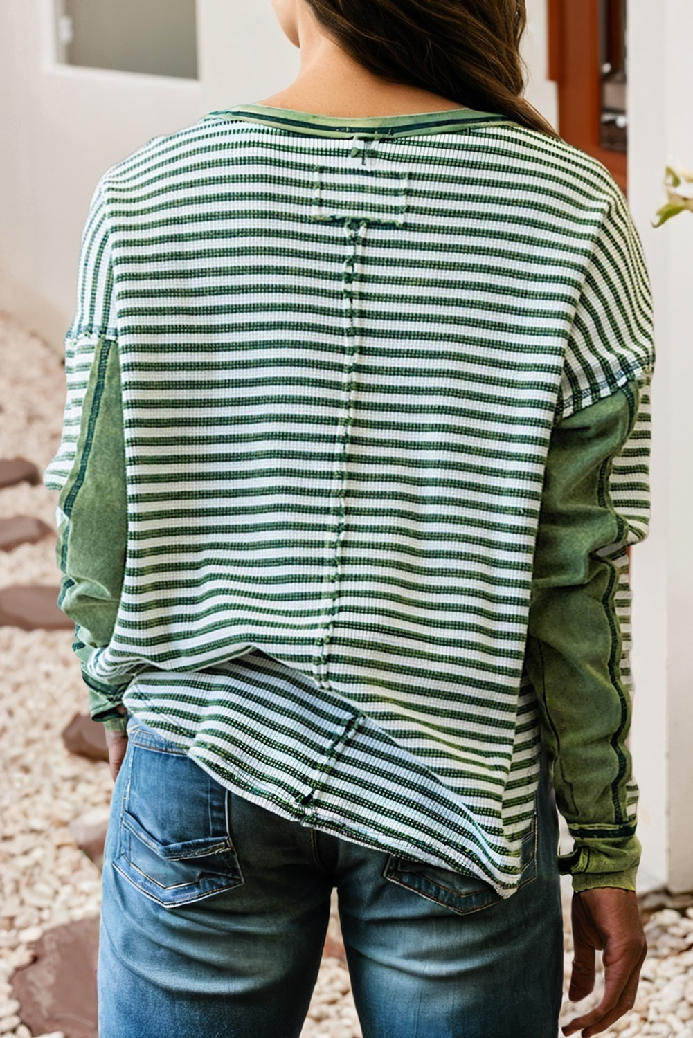 Little Daisy Closet - Vente Chemisier – femme - Blouse décontractée à col rond rayé LDC | S-4X3