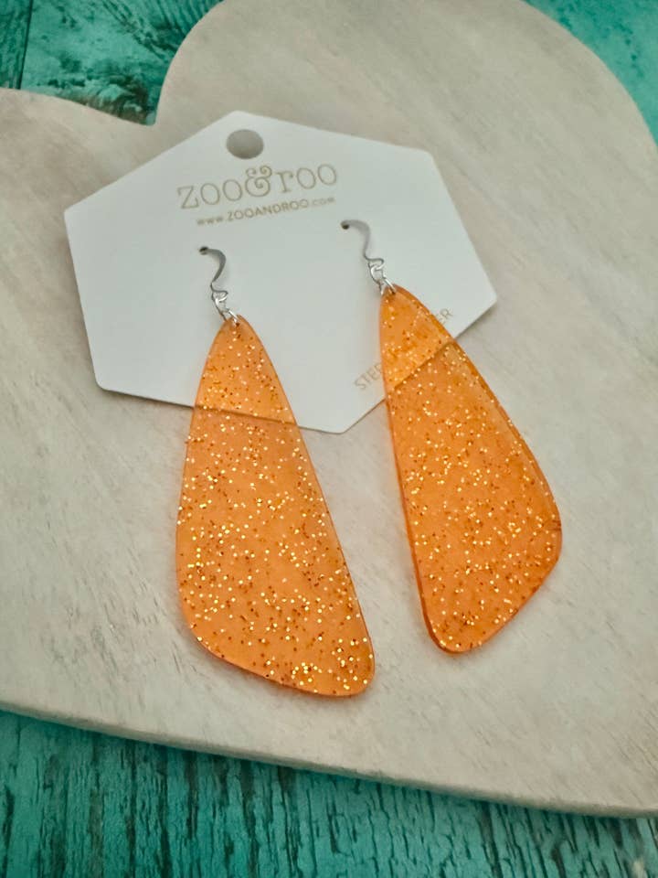 Orange Glitter Jelly Shard Drop Earrings | Swiftie inspired for wholesale by zoo&roo