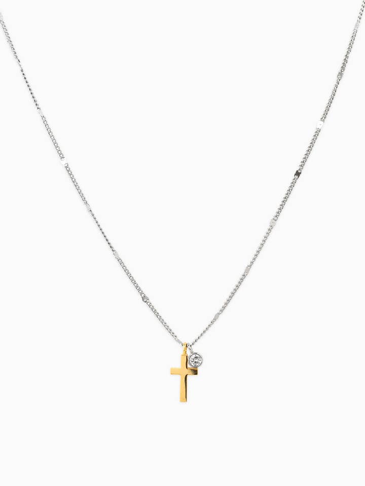 Collier Croix Bicolore CZ pour la vente par Sessori