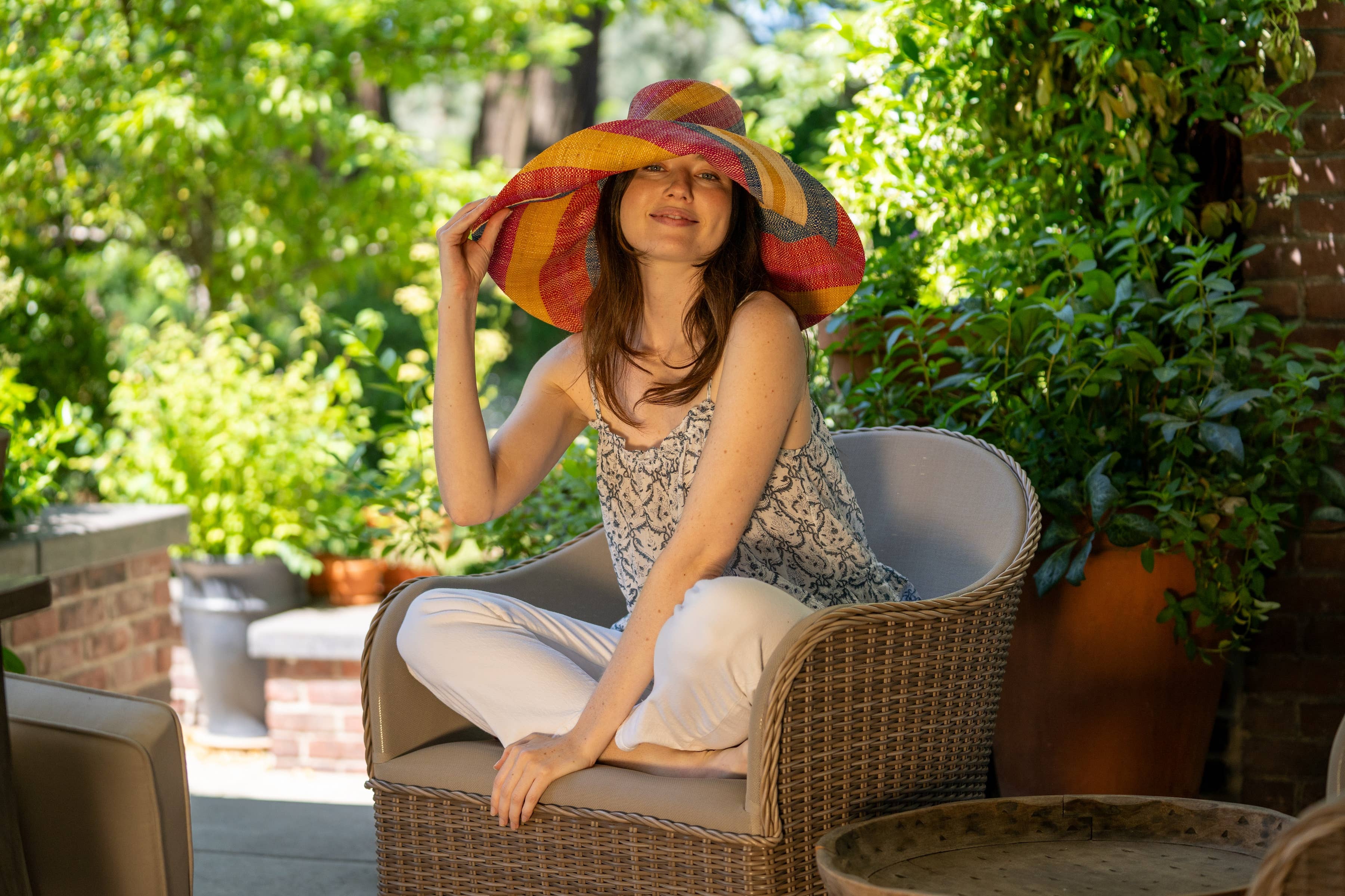 Shebobo - Vente Chapeau de paille – femme - Chapeaux de paille Shebobo Monica à larges bords rayés 13 cm et 18 cm pliables66