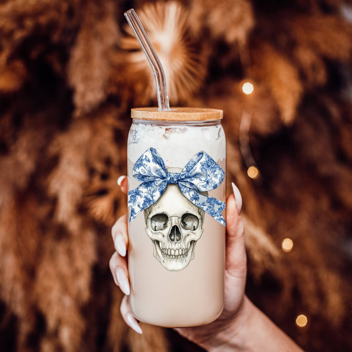 Gia Roma - Wholesale Drinking Glass/Cup - Candy Cane Christmas Can Glass. Cup With Glass Straw & Lid133