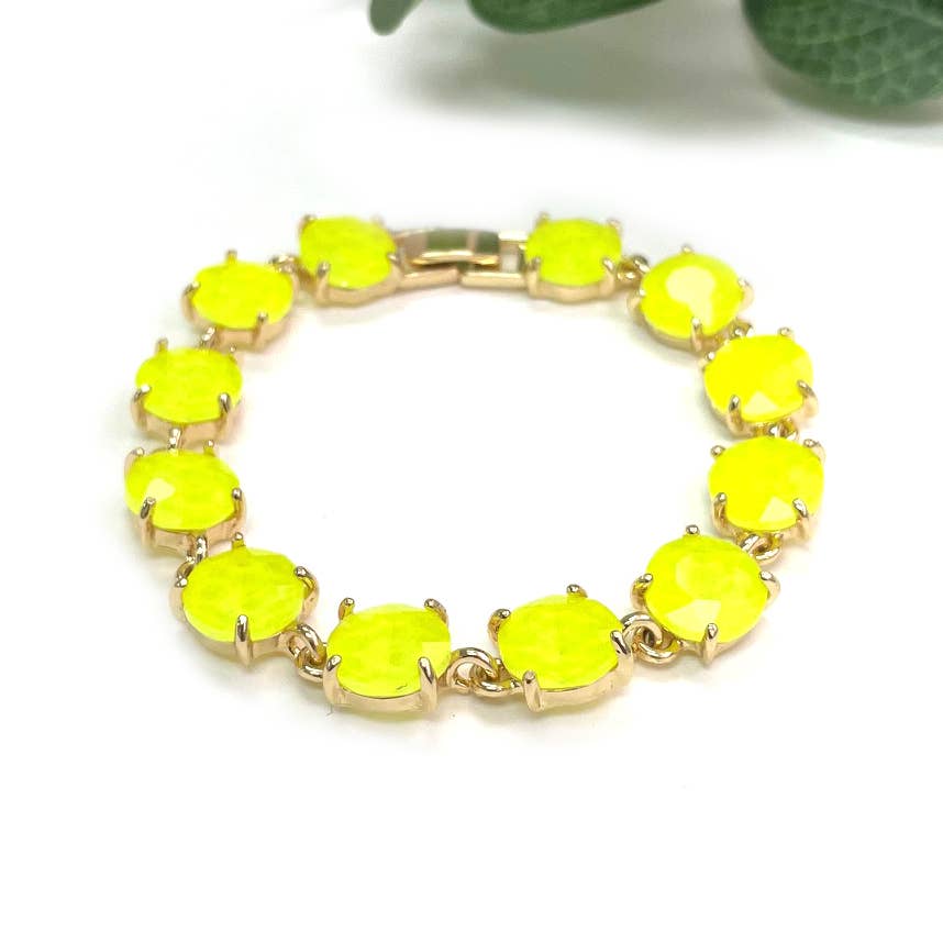 StarryNYC - Wholesale Link & Chain Bracelet - Neon Round Cushion Cut Crystal Glass Linked Bracelet4