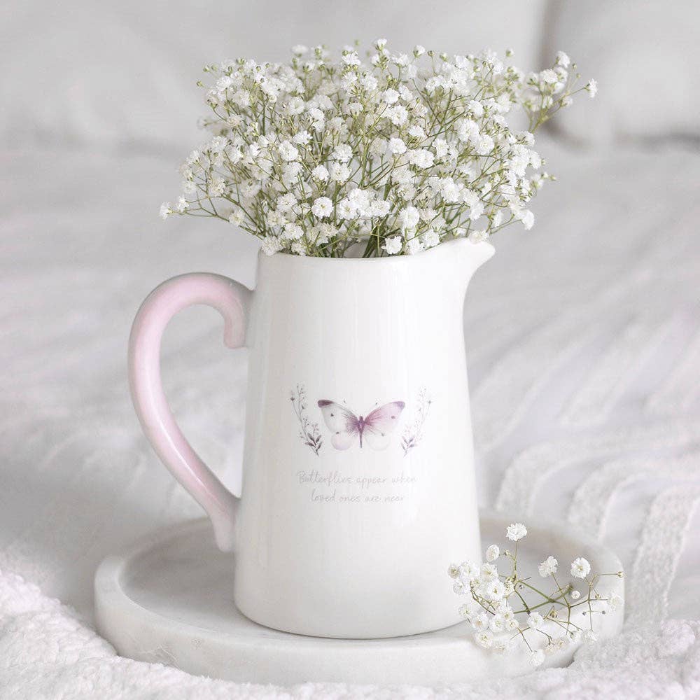 Something Different Wholesale – wholesale Vase – White Butterfly Ceramic Flower Jug
