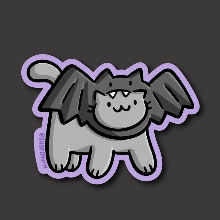 Bat Costume Cat Sticker for wholesale by Shop Emily M
