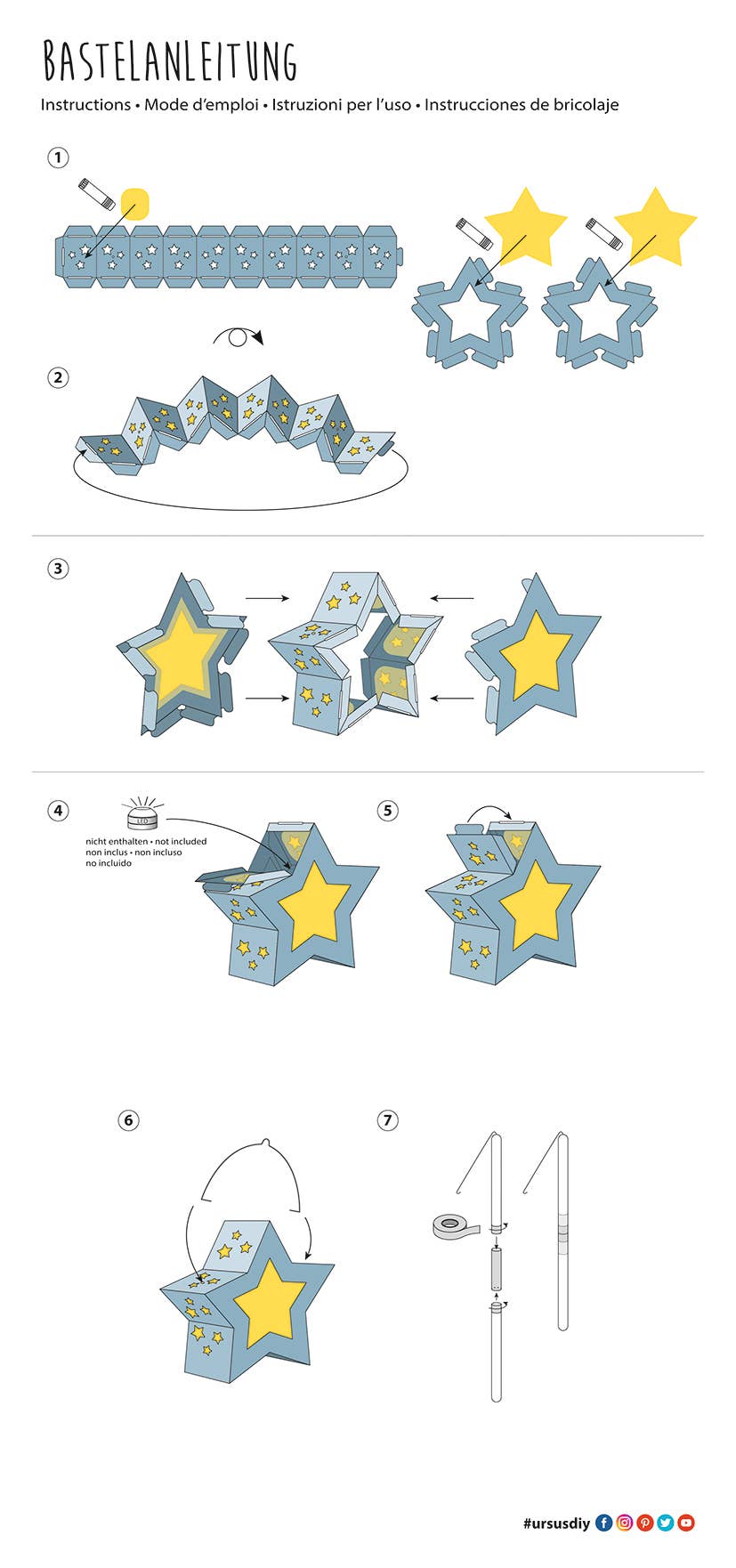 URSUS® / Buntpapierfabrik Ludwig Bähr GmbH & Co. KG - Wholesale DIY Craft Kit - Twinkle Star Pink Lantern Crafting Kit1