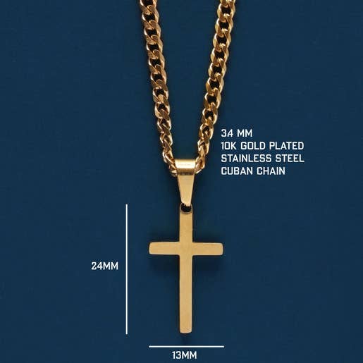 We Are All Smith - Wholesale Pendant/Charm Necklace - Gold Cross Necklace for Men on Cuban Chain2