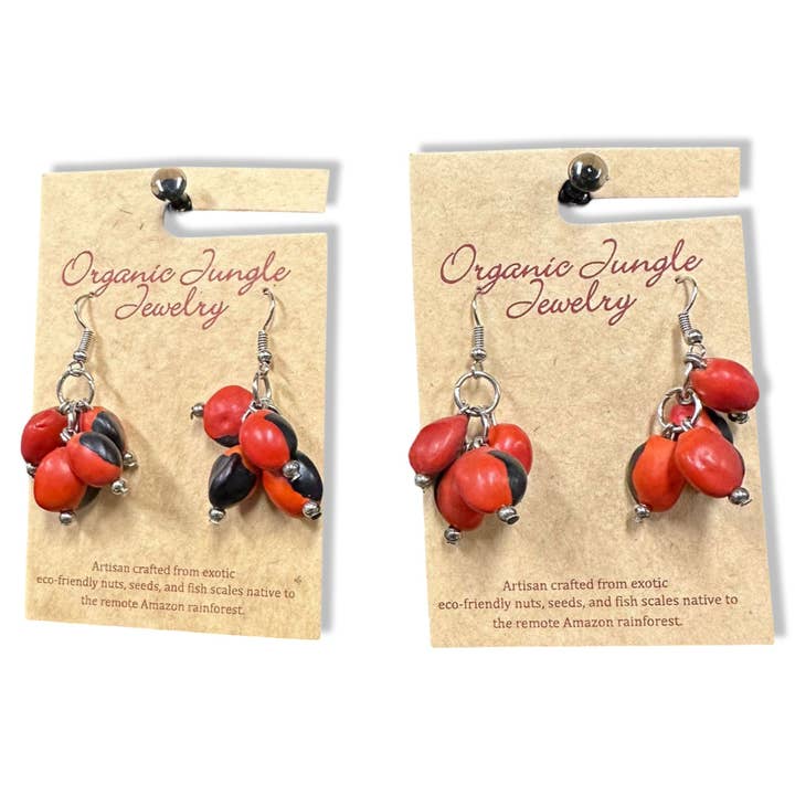 Sanyork Fair Trade - Wholesale Dangle Earrings - Peruvian Huayruro Earrings Seeds Bunch Design