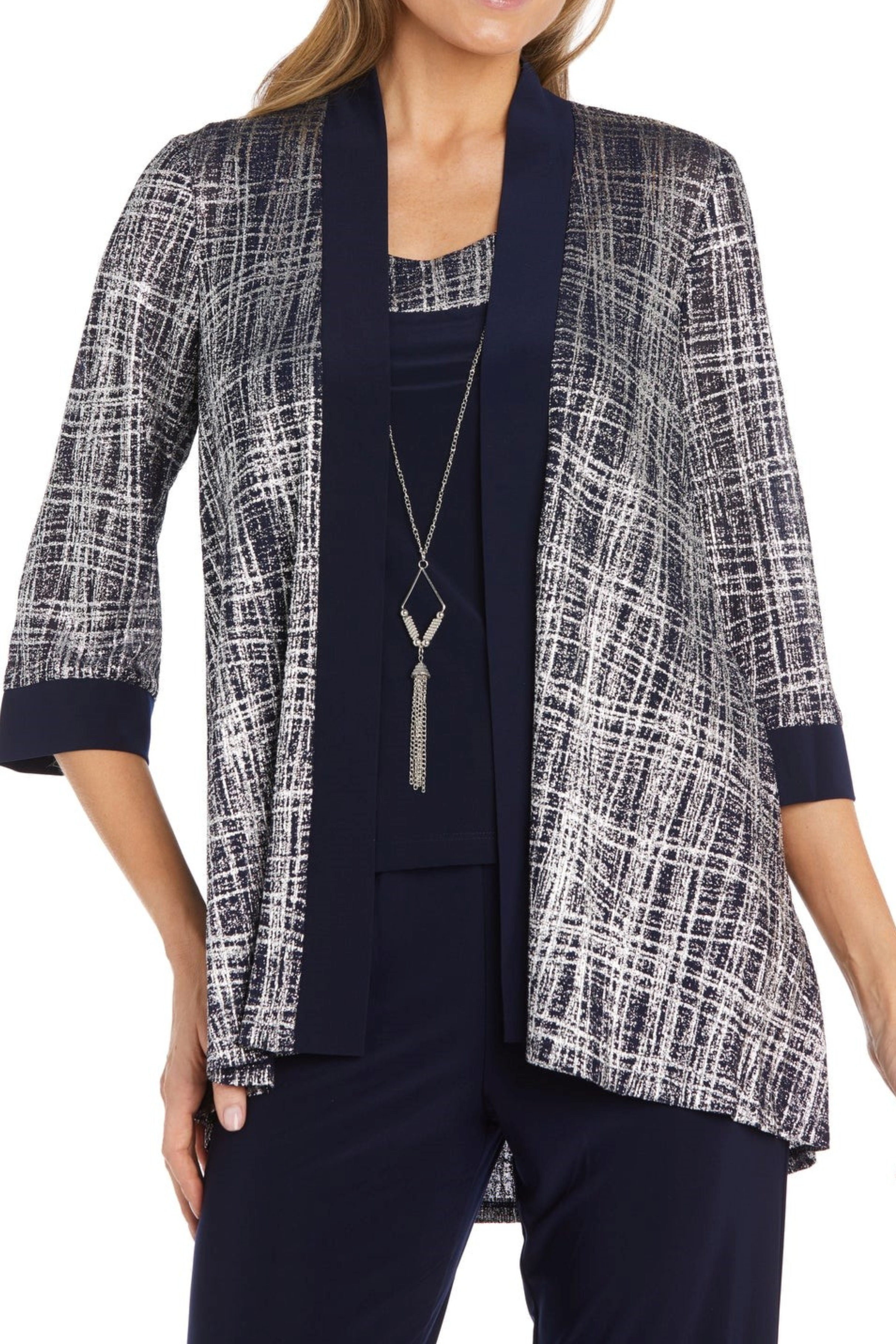 NAVY RM Richards 3-Piece Glitzy Evening Pants Suit Set for wholesale on Faire3