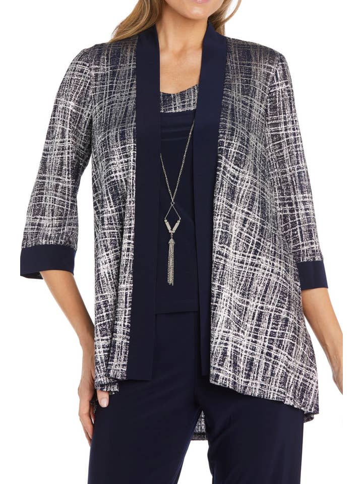 NAVY RM Richards 3-Piece Glitzy Evening Pants Suit Set for wholesale on Faire3