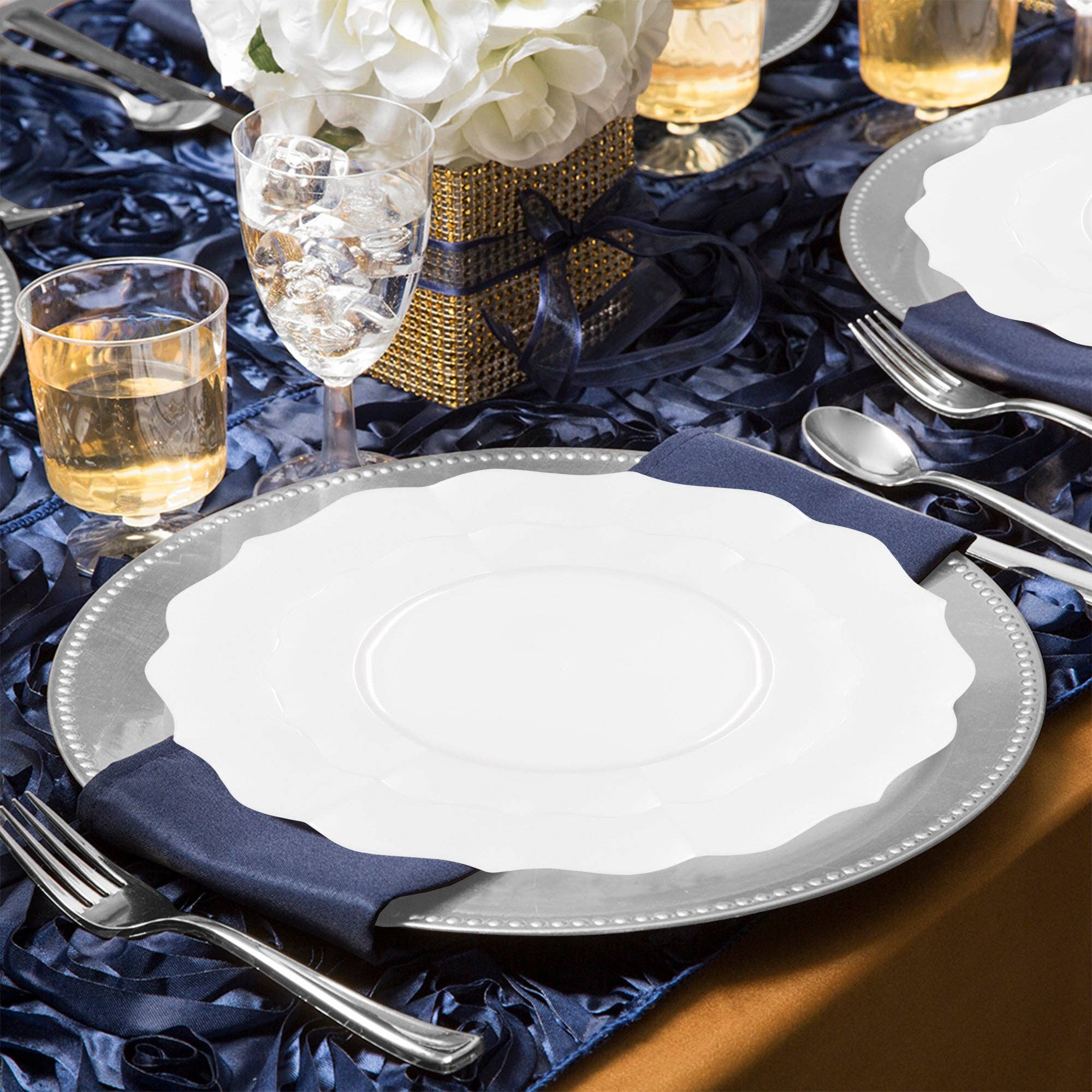 Smarty had a Party - Wholesale Dinnerware Set - Pearl White Round Lotus Wedding Value Set - 60 Sets7