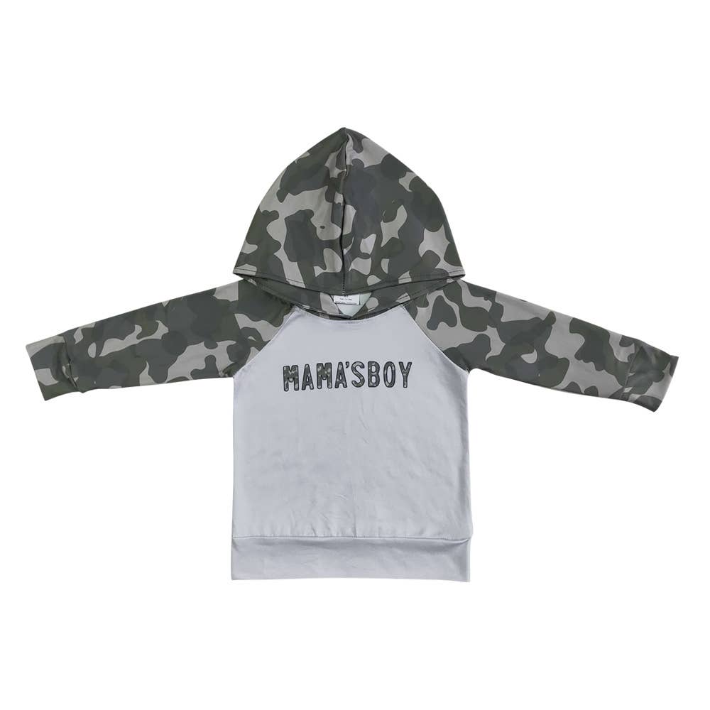 Aier Wholesale - Wholesale Hoodie - Kids - Baby boys mama's boy camo hooded shirt tops2