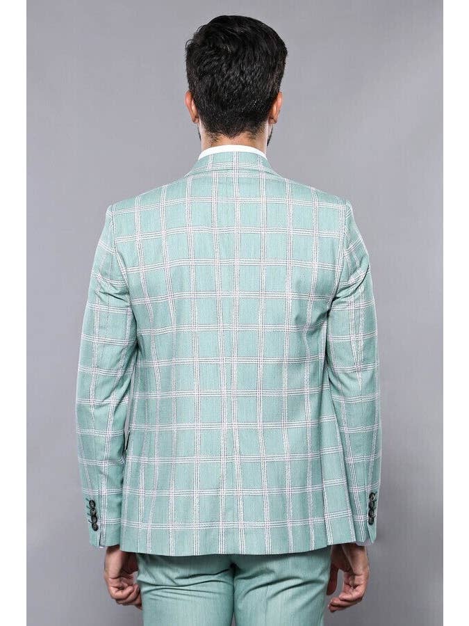 Checked Light Green Vested Suit | Wessi for wholesale on Faire8