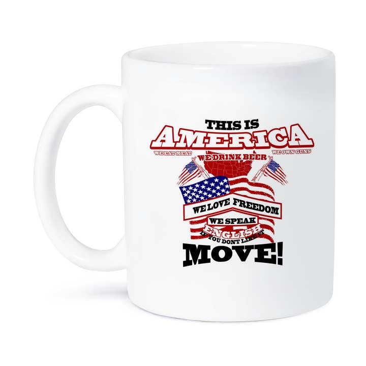 3dRose - Vendita all'ingrosso Tazza - 3dRose, Questa è l'America Mangiamo Carne Beviamo Birra Possediamo Armi Amiamo la Libertà, Tazza8