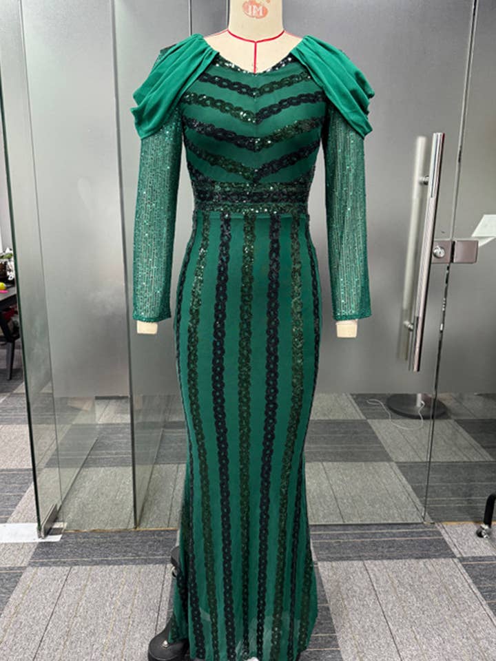 Green Sequin Wrap Bodycon Dress for wholesale on Faire3