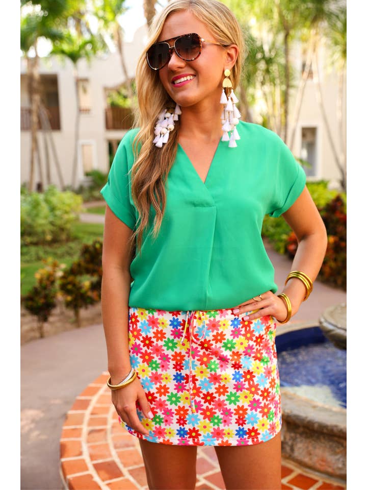Multi Bright Blooms Floral Skort for wholesale on Faire1