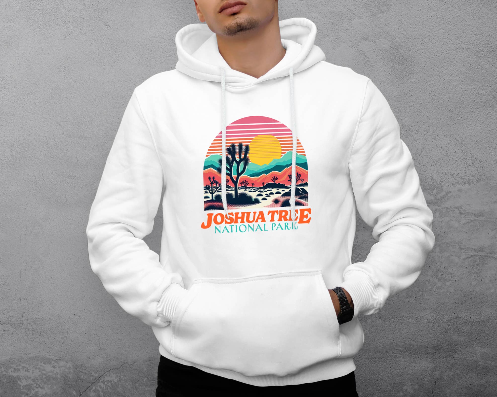 Vivtrek - Wholesale Hoodie - Unisex - Vintage Joshua Tree US National Park Retro Sunset Hoodies3