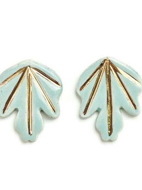 Mint Leaf Studs for wholesale by Leslie Ponder Studios