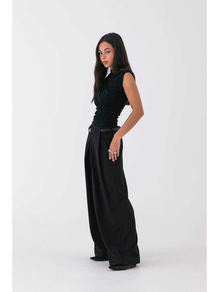 Arden Belted Trousers - Black for wholesale on Faire4