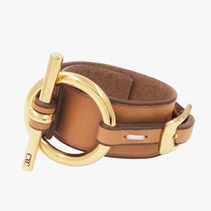 Dickes Kamellederarmband, versilberter und vergoldeter Verschluss für den Großhandel von CXC