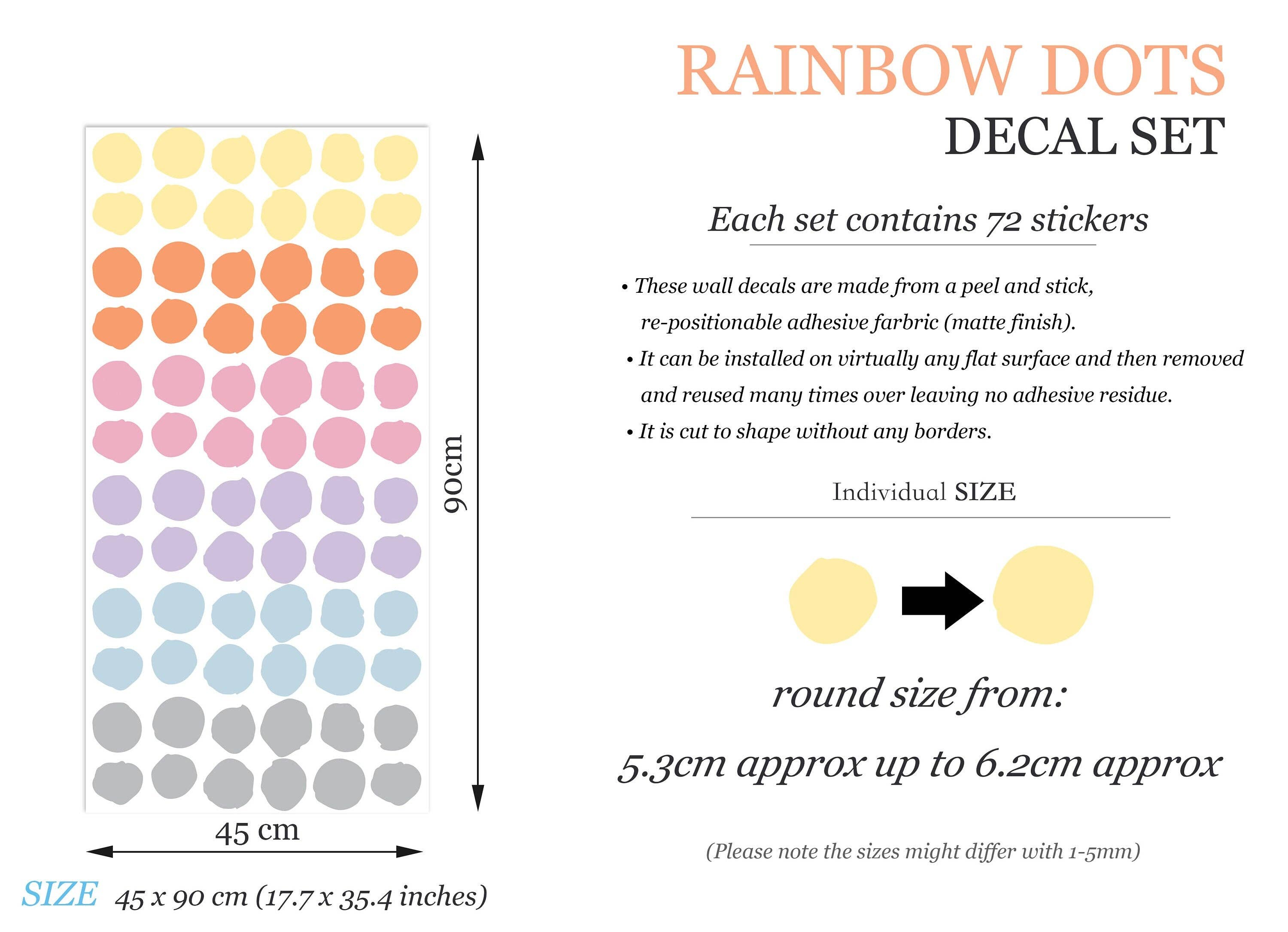 WallKoala - Venta al por mayor Vinilo/adhesivo de pared - Lunares Pastel Vivos Dispersos Vinilo Decorativo Removible para Pared3