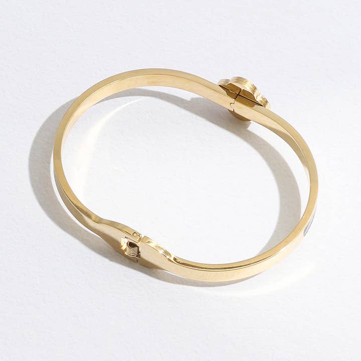 Fashion City - Wholesale Cuff Bracelet - CZ Pave Clover Colored Bangle Cuff Bracelet9