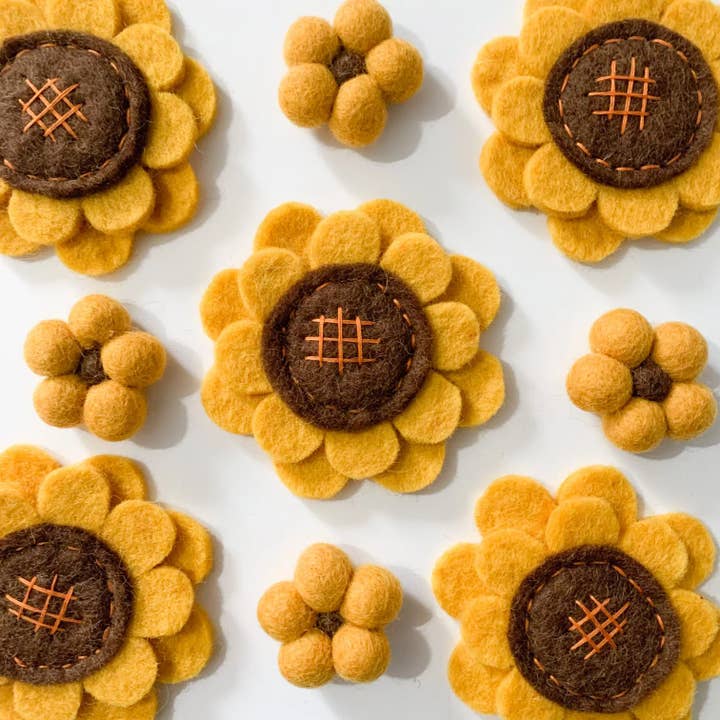 Sewing Seeds Play - Wholesale Decorative Tabletop Object - One Mini Felt Ball Sunflower4