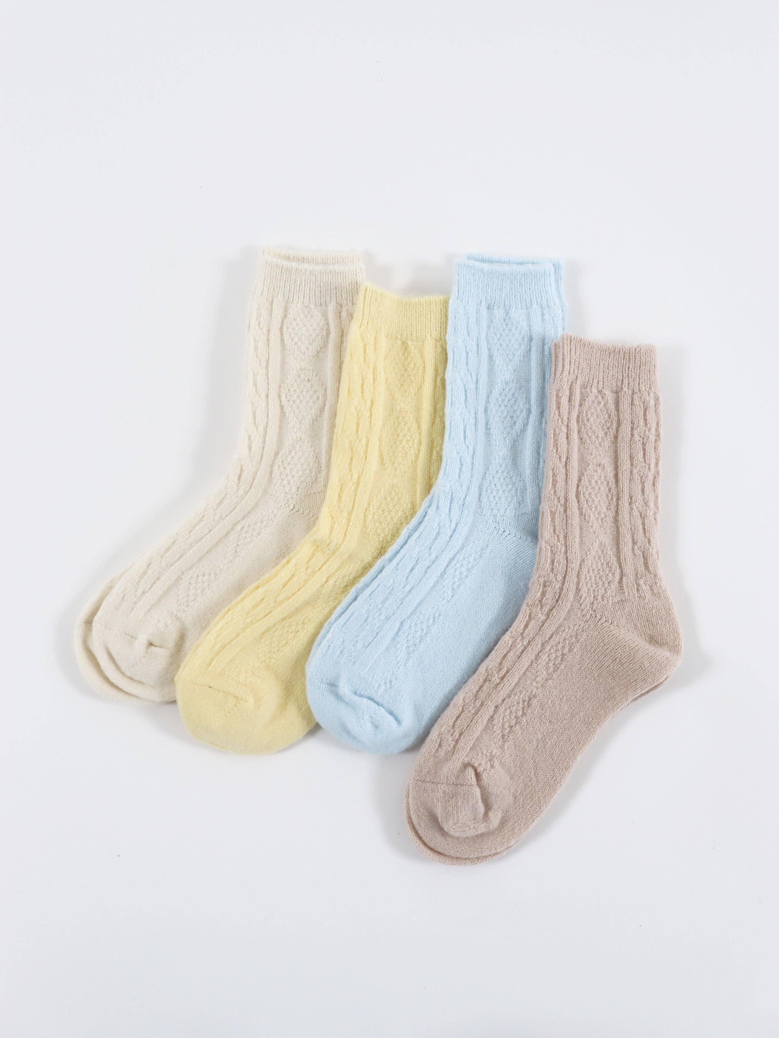 Angels Whisper Accessories - Vendita all'ingrosso Calzini - Donna - [Nuovo Colore] Calze da Pescatore in Lana a Girocollo in Crema3