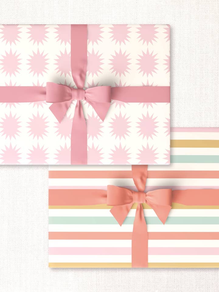 pink bursts + warm beach stripe double-sided wrap sheet for wholesale by Urbanic Goods