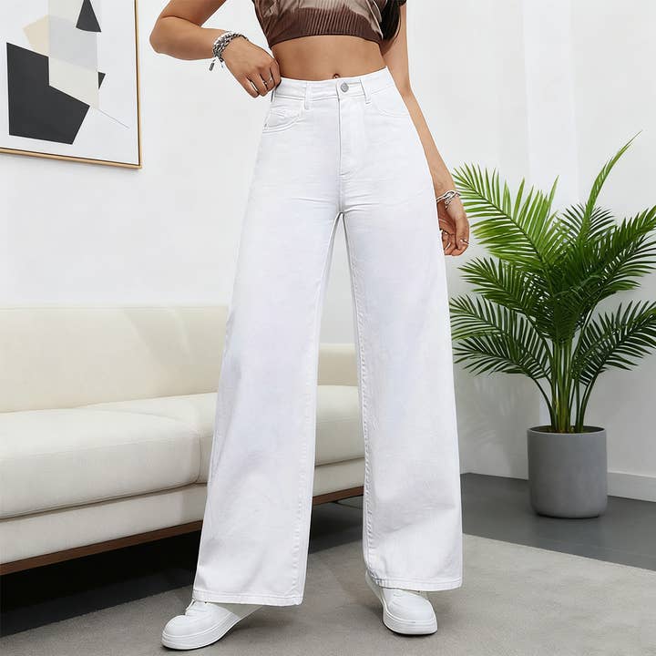 High-waisted floor-length straight-leg pants for wholesale by Lily Clothing