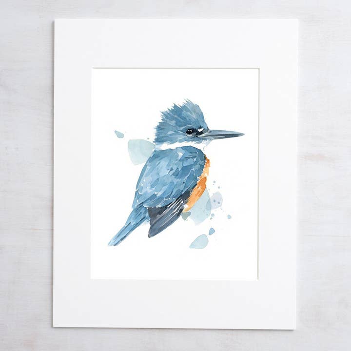 Studio Tuesday - Wholesale Art Print - Kingfisher Watercolor Print, Bird Painting3