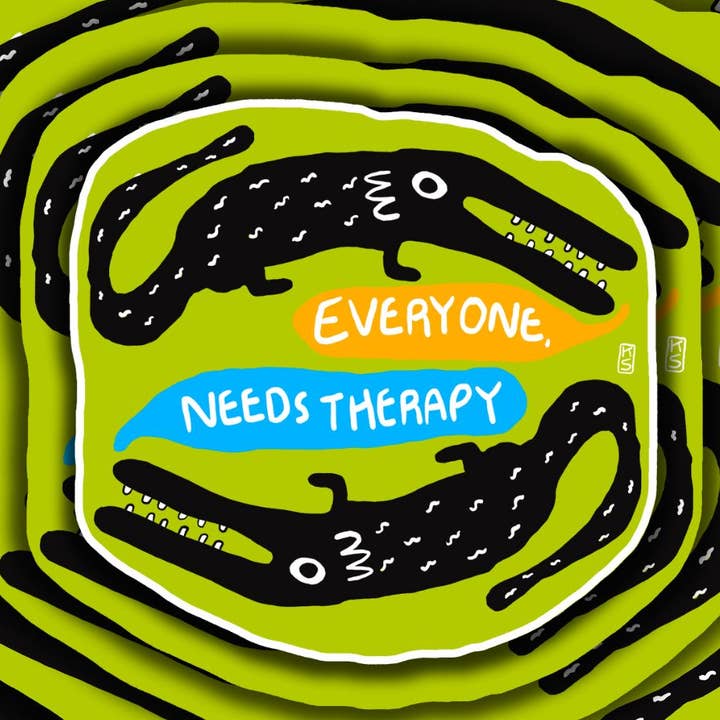 Autocollant Everyone Needs Therapy 2 pour la vente par Kyndra Sweep illustrations