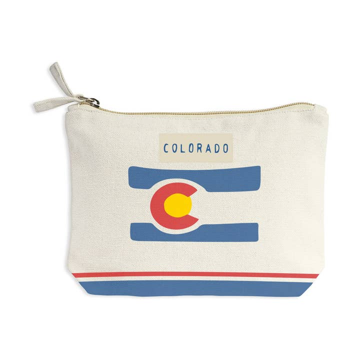 Colorado State Illustrated Map Recycled Canvas Zip Pouch for wholesale by McGovern Outdoor