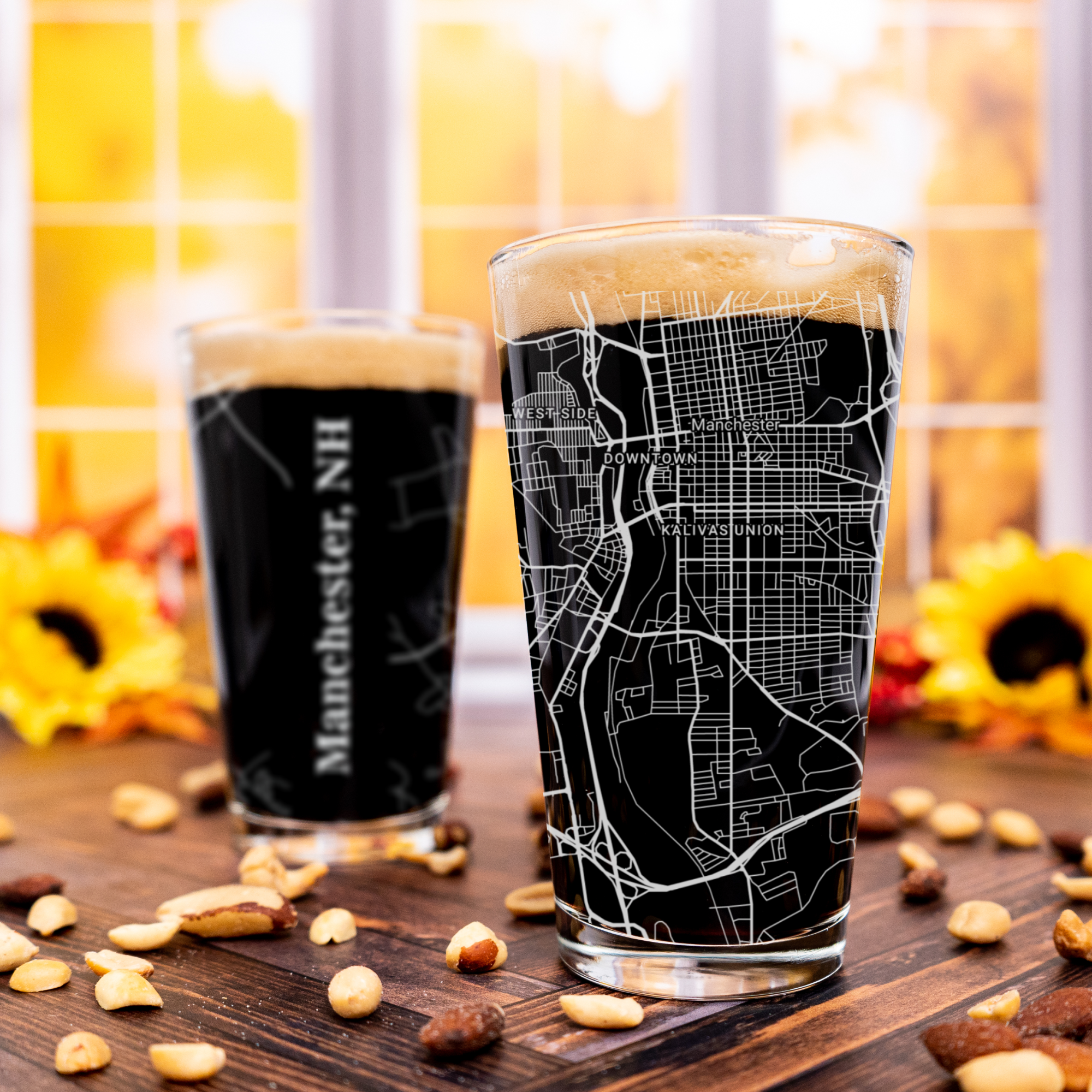 Blue Ridge Mountain Gifts - Wholesale Beer Glass/Mug - Manchester NH - Street Map - Engraved Pint Glass0