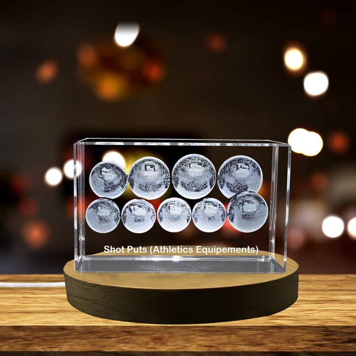 Shot Put Thrower 3D Engraved Crystal Award - Elegant Trophy for wholesale by AB Crystal Collection