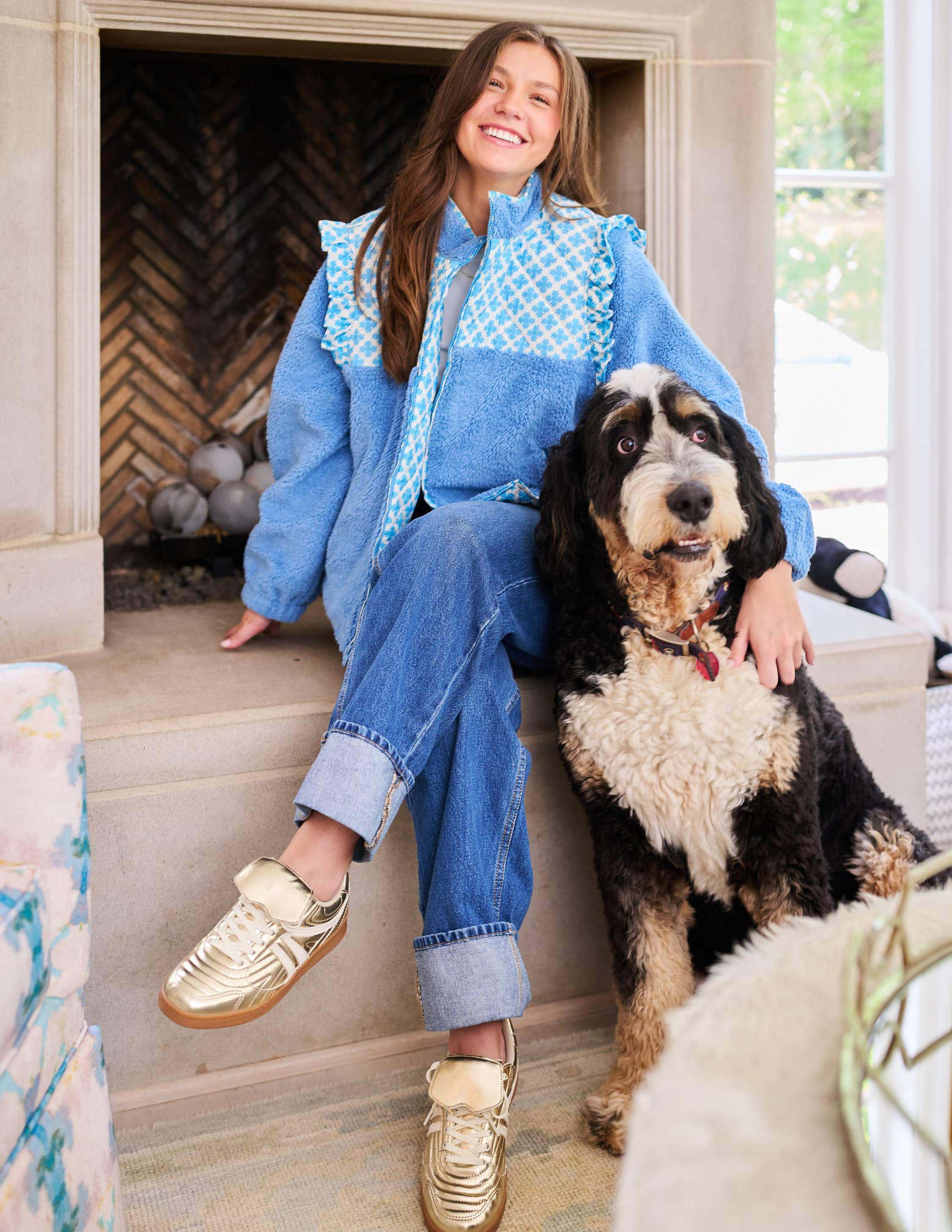 Brooks Avenue - Wholesale Jacket - Women's - Isabella Sherpa Jacket - Blue Clover