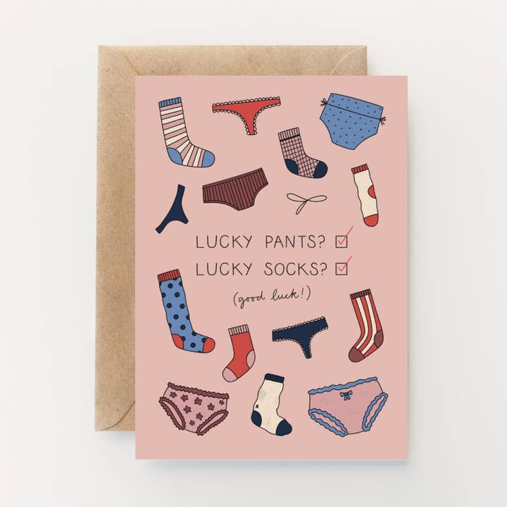 Lucky Pants Good Luck Card for wholesale by Hollie Fuller