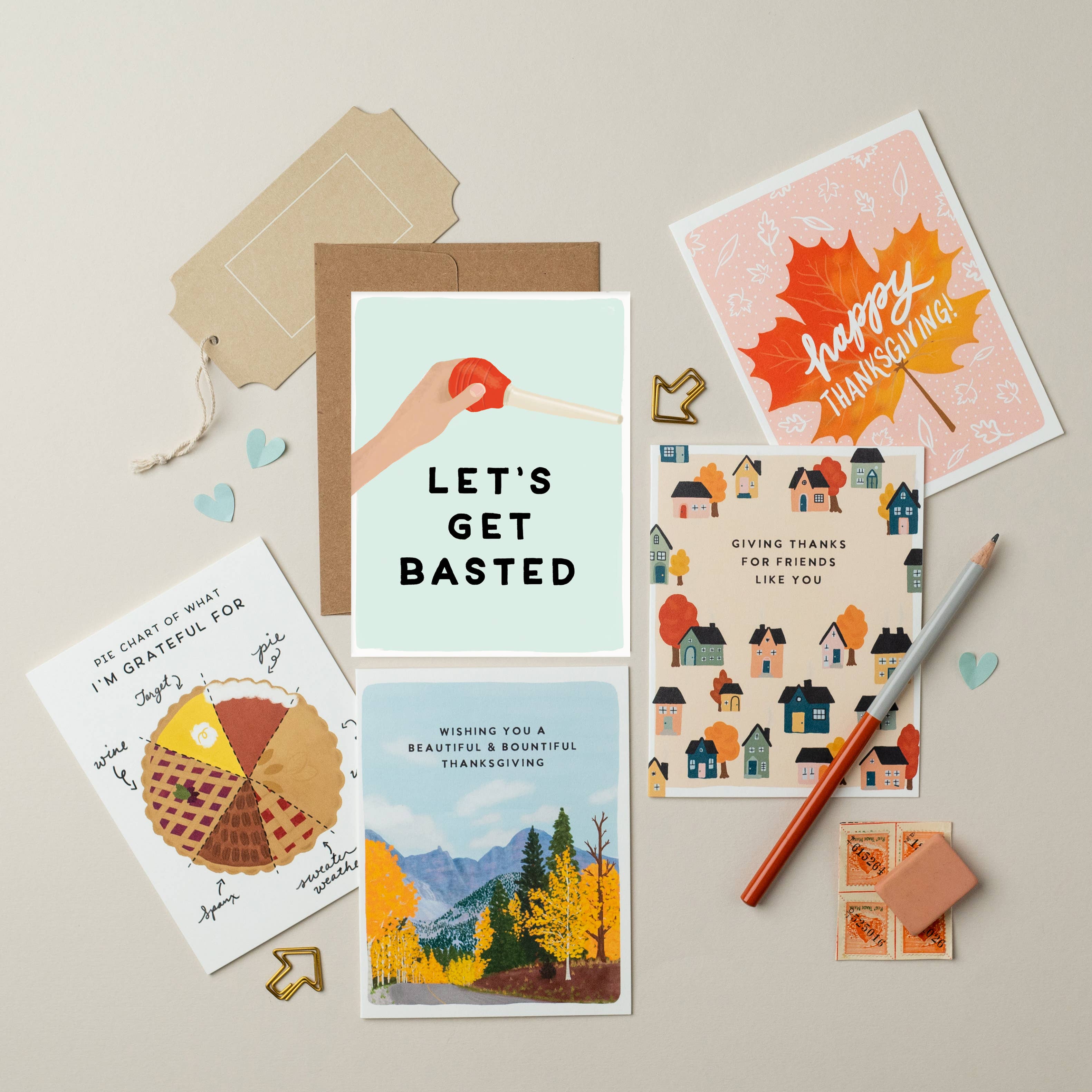 Slightly Stationery - Wholesale Thanksgiving Card - Basted | Funny Thanksgiving Card | Let's Get Basted Card1