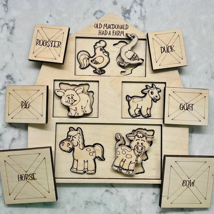 Trä Barnyard pussel för wholesale av Tulle + Timber