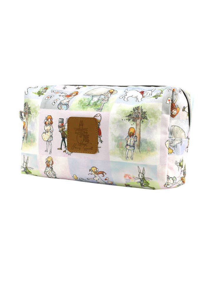 Alice In Wonderland Extra Large Canvas Cosmetic Bag for wholesale by Magnolia Lounge