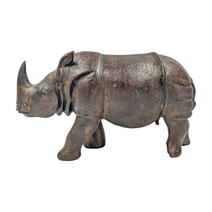 Handmade Wooden Rhinoceros Artwork Statue Home Decores for wholesale by Keeraft