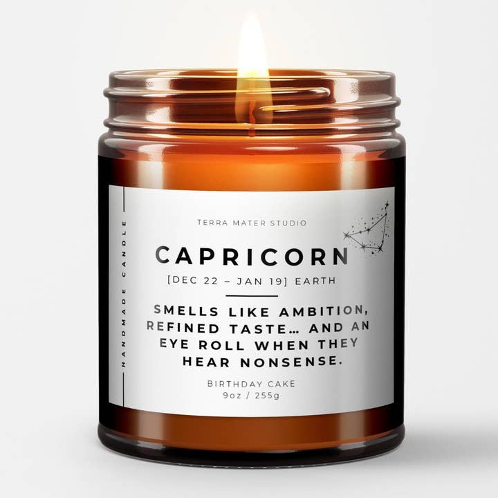 Capricorn Candle | Zodiac Sign Gift | Birthday Candles for wholesale by Terra Mater Studio LLC