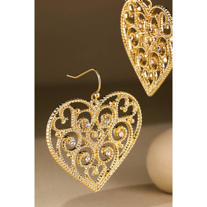 GOLD GD Heart Metal Fili Earring for wholesale on Faire1