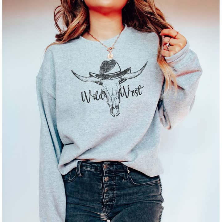 WILD WEST Graphic Unisex Fleece Pullover for wholesale by Shamaim