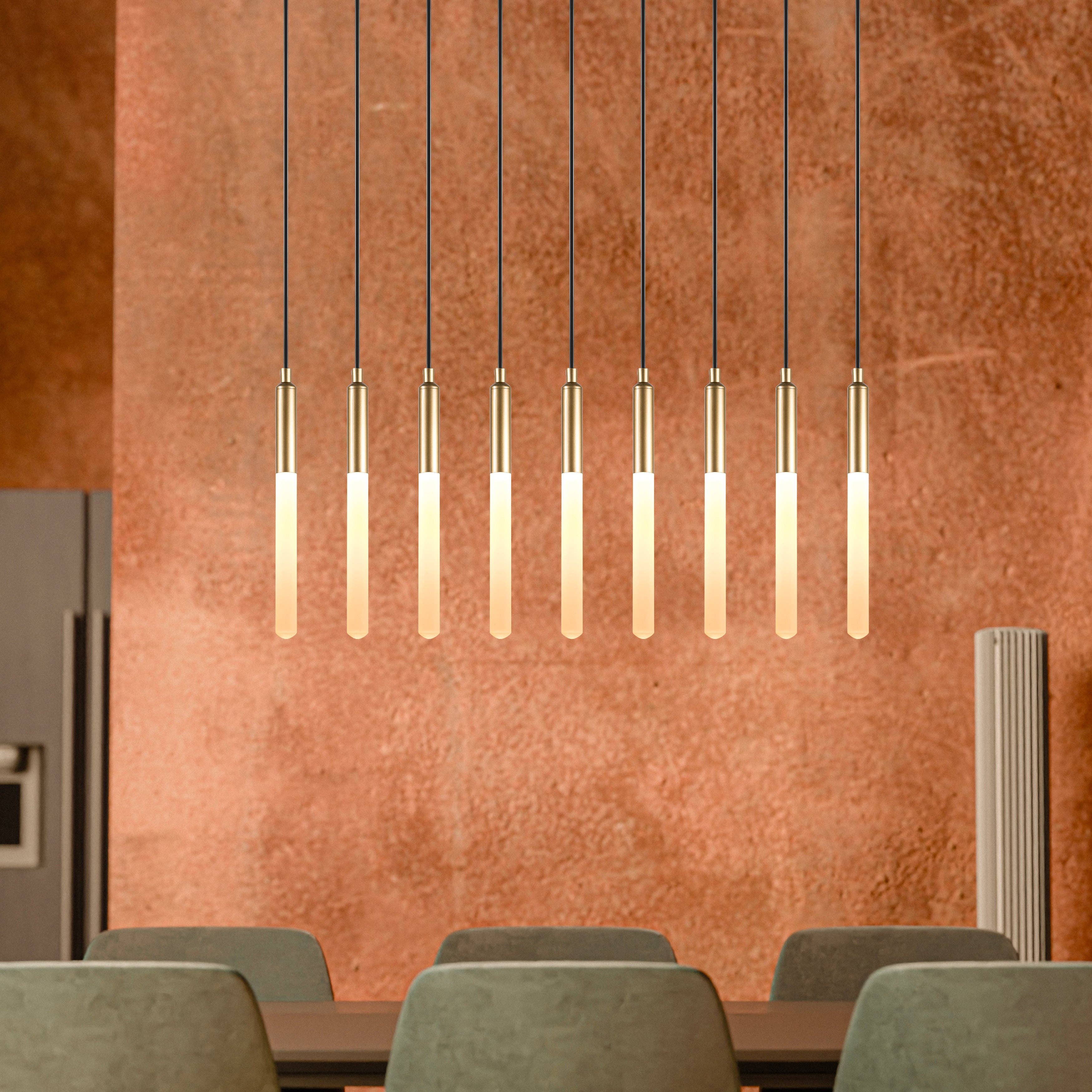 Eclipse Lighting – Engroshandel Lysekrone/pendellampe – LED-rør Moderne Multi Vedhængslampe til Trappe, Trappeopgang Lysekrone, Slankt Rør Vedhængslampe, 3 Etagers Vedhængslampe, Lysarmatur16