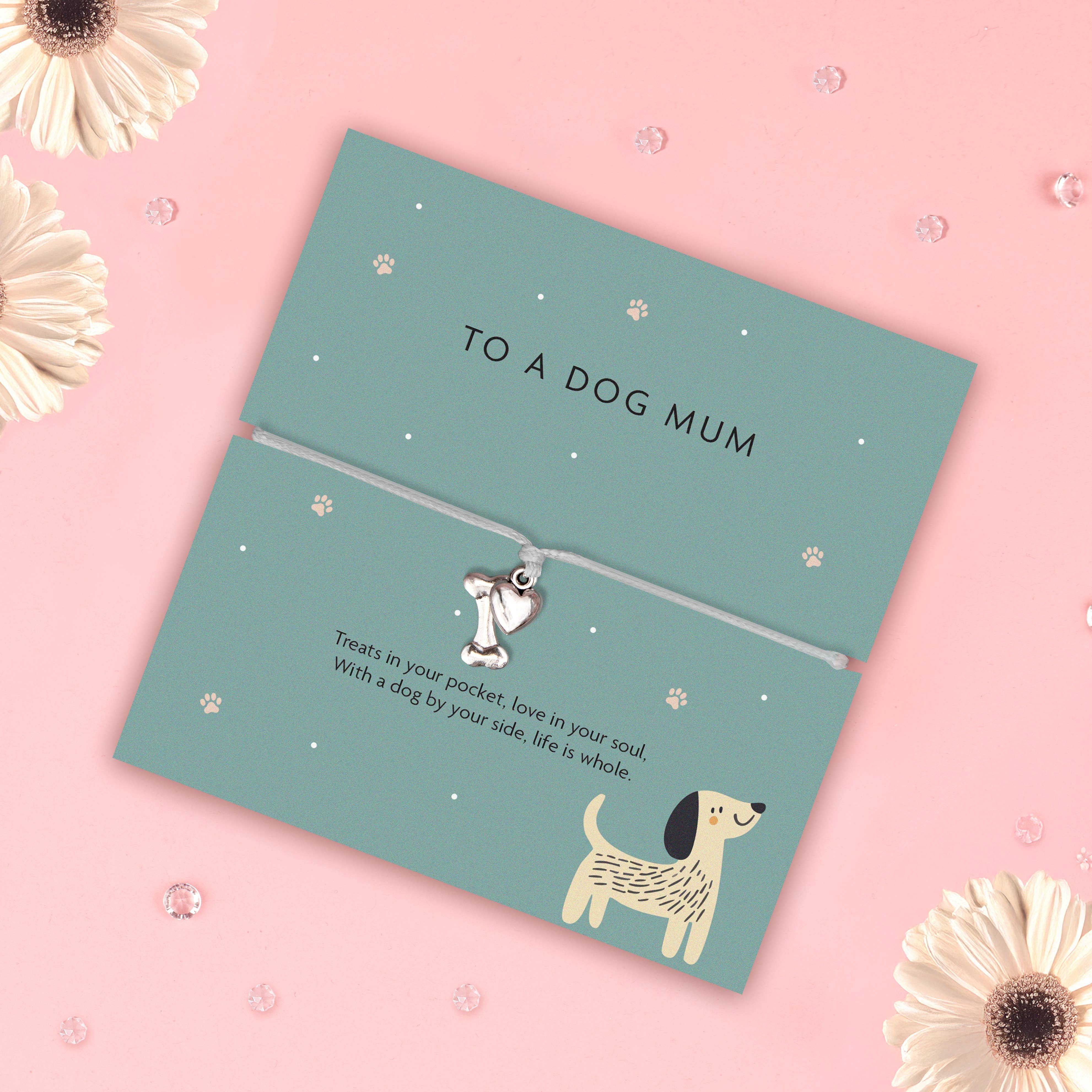 Letterbox Love Bracelets – wholesale Charm/dangle bracelet – Dog Mum – Bone & Heart Charm Bracelet1