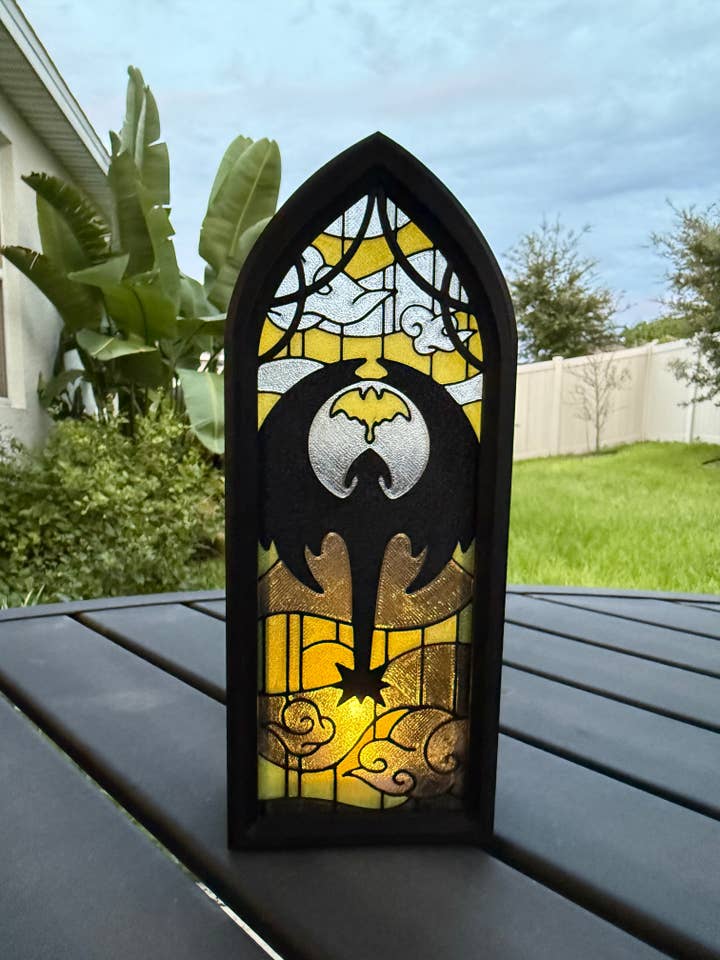 Gothic Window Tealight Book Nook | Dragon Clouds | Bookshelf Decor for wholesale by Create Fantasy Crafts