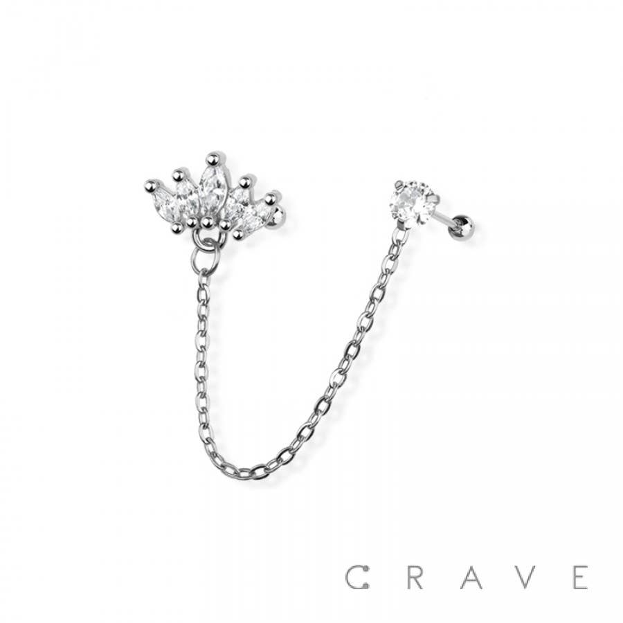 CRAVE - Wholesale Single Earring - MARQUISE FAN 316L SURGICAL STAINLESS STEEL CARTILAGE BARBELL1