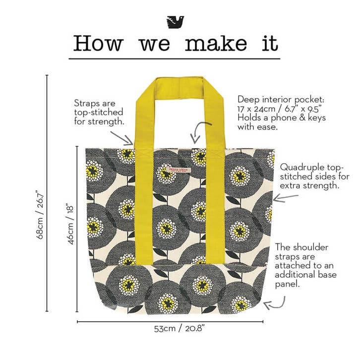 Skinny laMinx - Wholesale Tote Bag - Unisex - Alexander Sack Unisex Tote Bag - Flower Fields Penny Black
