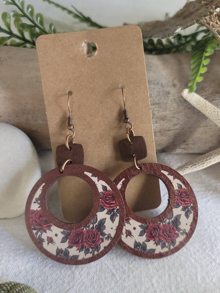 brinco de madeira rosa por atacado de susurros de madera