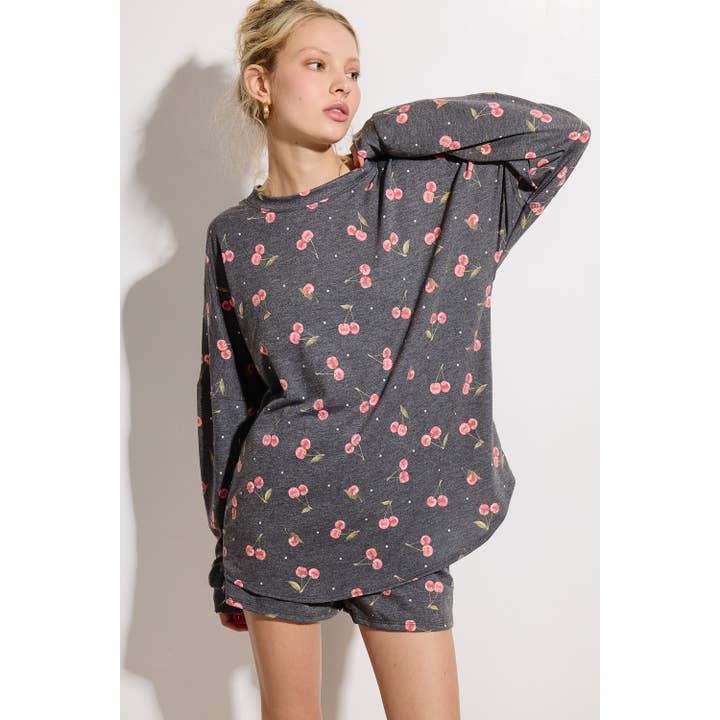 Cherry All over print lounge short pants set for wholesale by Phil Love